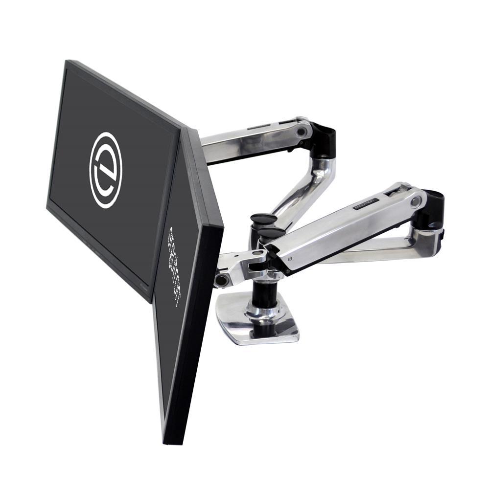 Двойное настольное крепление Ergotron LX Dual Side-by-Side Arm (polished aluminum) (45-245-026)