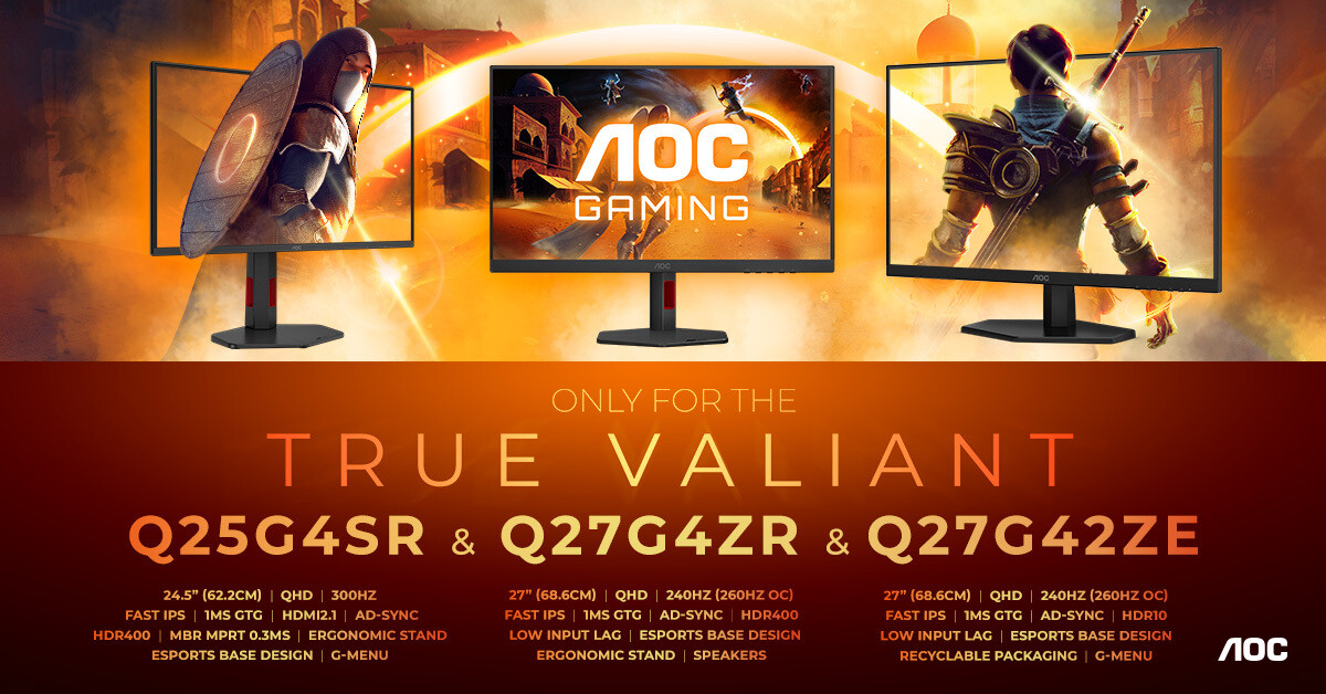 AOC представила мониторы Q25G4SR, Q27G4ZR, Q27G42ZE
