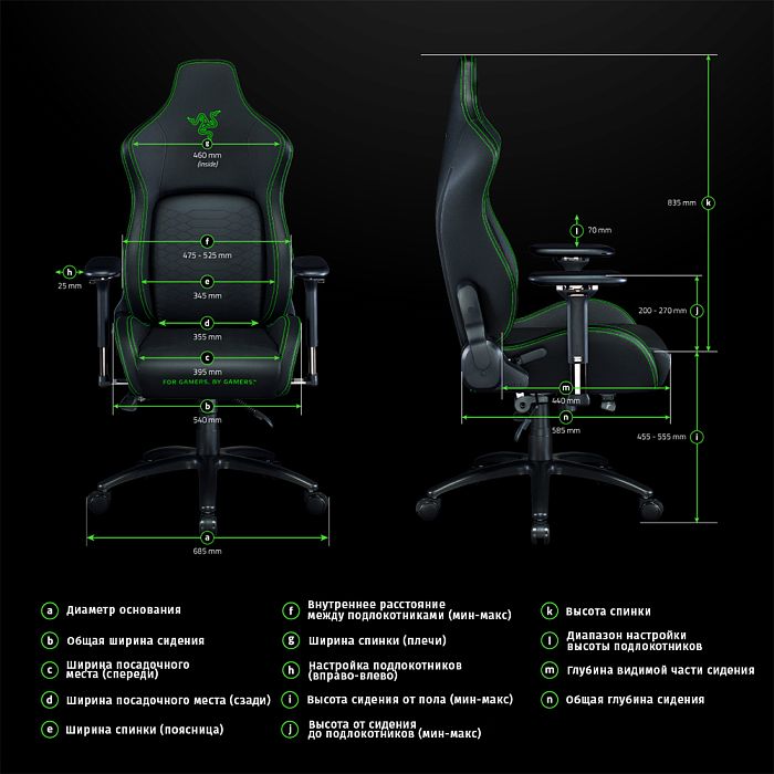 Игровое кресло Razer Iskur Black Edition (RZ38-02770200-R3G1) - фото 2